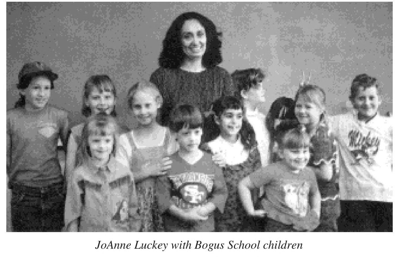 "JoAnne Luckey with Bogus School children